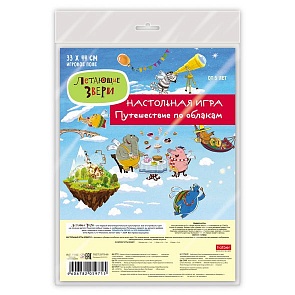 Игра настольная с кубиком и фишками - Летающие звери, размер 33 х 44 см (Hatber, Ин3-18820)